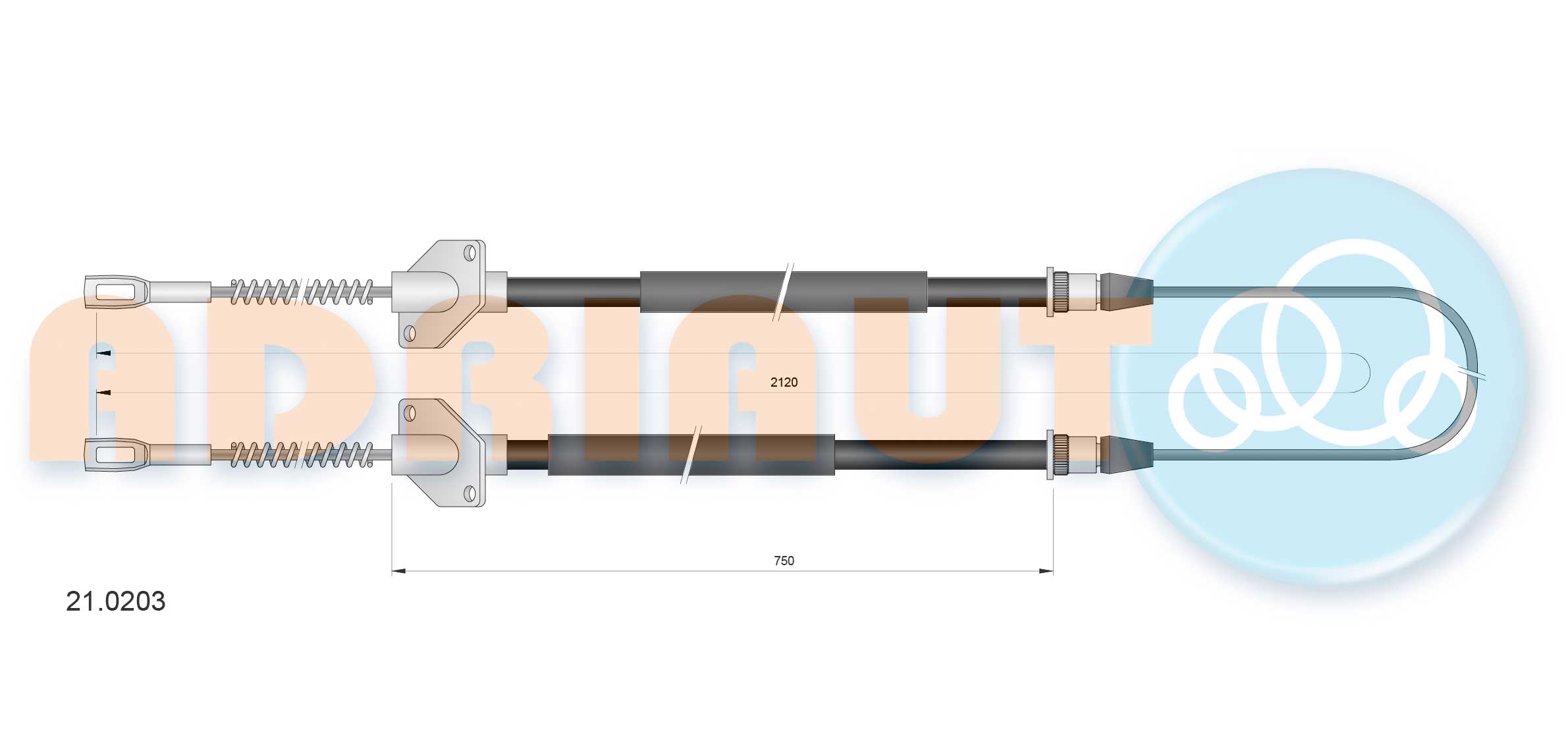 Cable Pull, parking brake (Back, left, Back, right)  Art. 210203