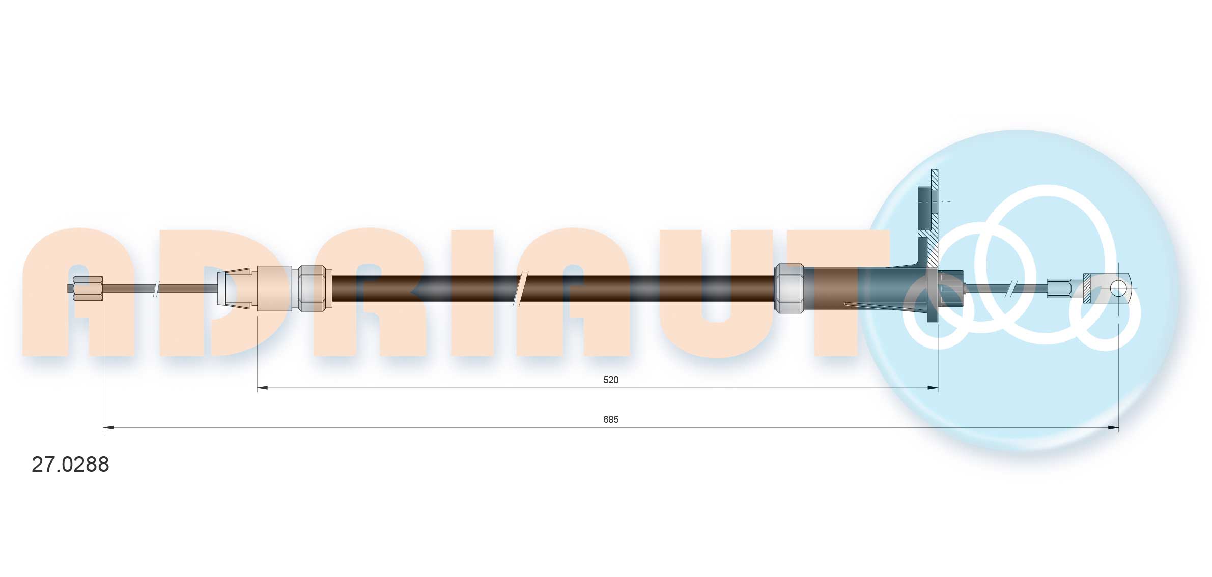 Cable Pull, parking brake (Back, right)  Art. 270288