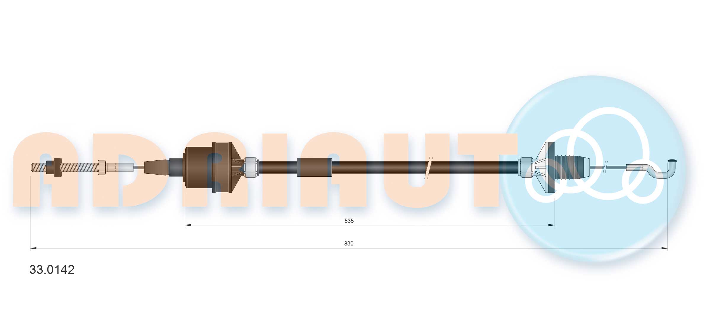 Cable Pull, clutch control (Front axle)  Art. 330142