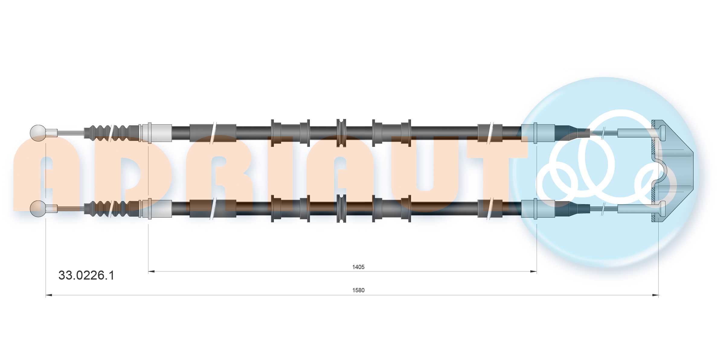 Cable Pull, parking brake (In the middle)  Art. 3302261