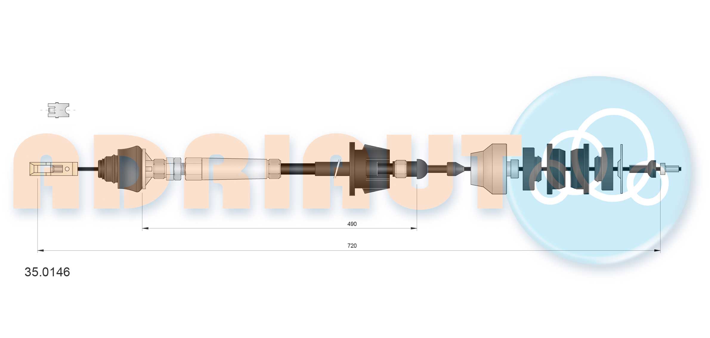 Cable Pull, clutch control  Art. 350146