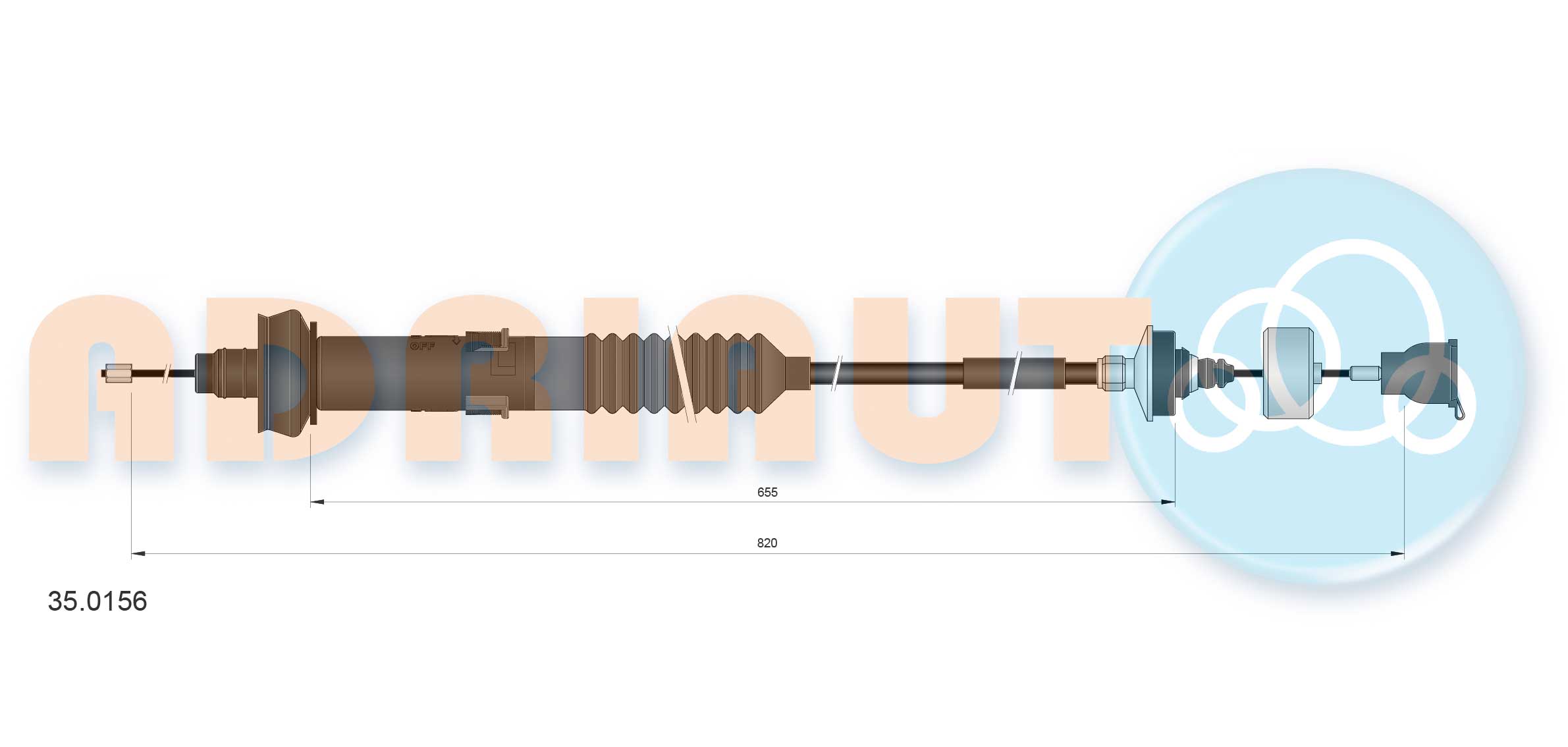 Cable Pull, clutch control (Front axle, right)  Art. 350156