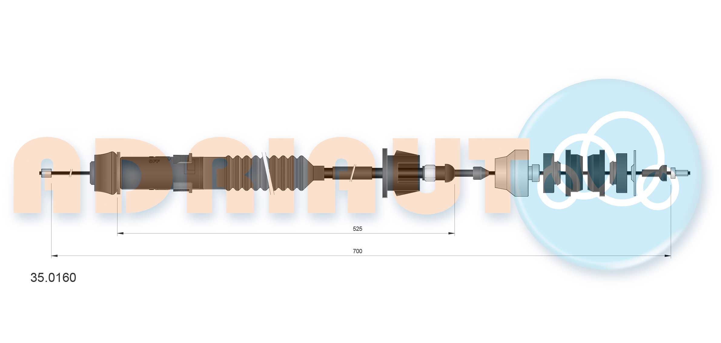 Cable Pull, clutch control  Art. 350160