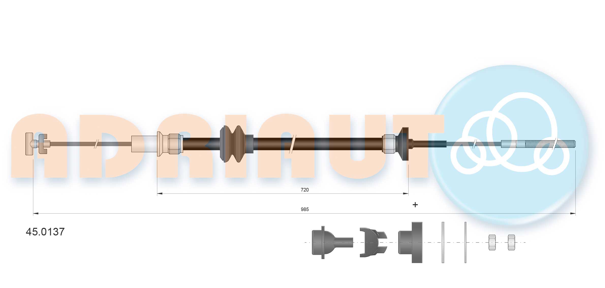 Cable Pull, clutch control (Rear axle)  Art. 450137