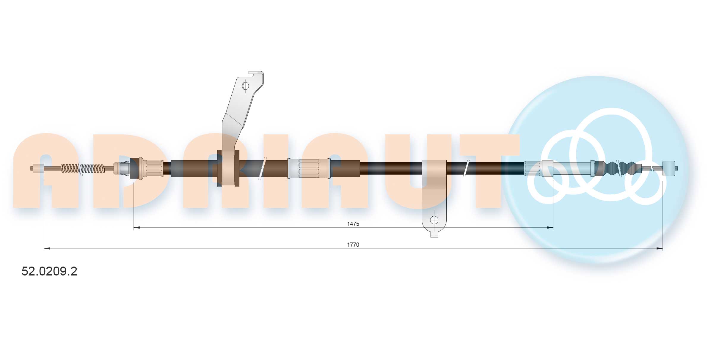 Cable Pull, parking brake (Back, left)  Art. 5202092